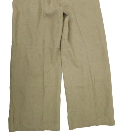 Chicos Linen Pants Women Size 1 US M/8 MId Rise Wide Leg Slash Pockets Tan Khaki - Picture 13 of 16